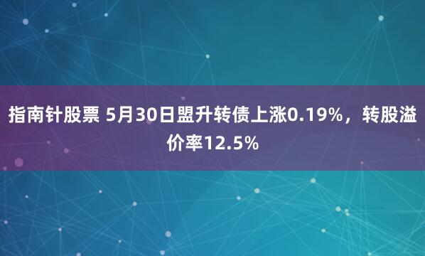 指南针股票 5月30日盟升转债上涨0.19%，转股溢价率12.5%